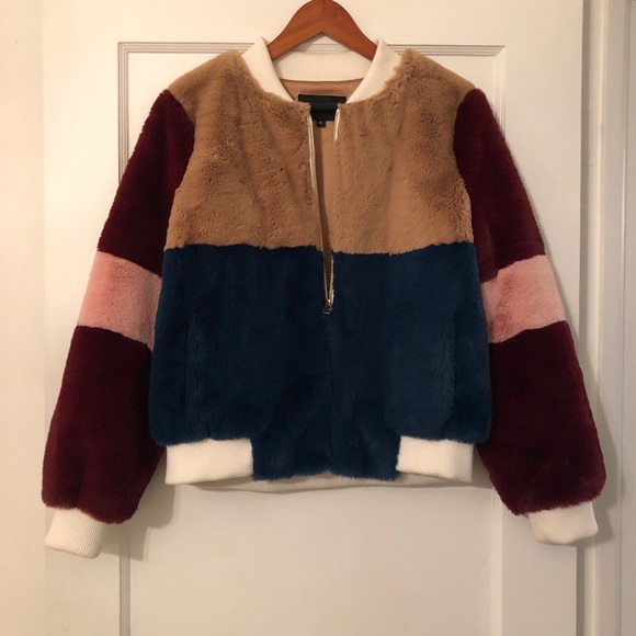 Colorblock Faux Fur Jacket - Picture 4 of 7